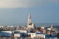 Aerial view from Perlan to Hallgrimskirkja church and Reykjavik city center, Iceland Royalty Free Stock Photo