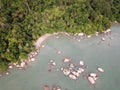 Aerial view coastal near forest