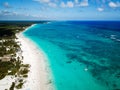 Aerial view of Pescadores beach in Tulum Mexico