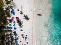 Aerial view of Pescadores beach in Tulum Mexico