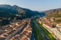 Aerial view of Pescia, a small town near Pistoia, Tuscany, Italy Royalty Free Stock Photo