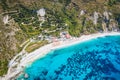 Aerial view of Petani Beach on the Kefalonia Island, Greece Royalty Free Stock Photo