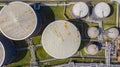 Aerial view of petrochemical industry storage tank, Industrial oil and gas tanks