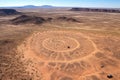 aerial view of petroglyph site in remote desert