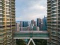 Aerial view of the Petronas Twin Towers in the city skyline. Malasia. Kuala Lumpur, 1 March, 2024 Royalty Free Stock Photo