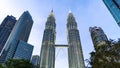 Aerial view of the Petronas Twin Towers in the city skyline. Malasia. Kuala Lumpur, 1 March, 2024 Royalty Free Stock Photo