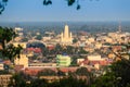 Aerial view of Phetchaburi city with Wat Mahathat Worawihan from