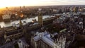 Aerial View Photo of Big Ben Clock with British Flag in London Royalty Free Stock Photo