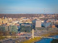 Aerial view photo of new Kaunas city center with modern office buildings Royalty Free Stock Photo