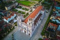 Aerial view of Phu Nhai Catholic church, once the biggest church in Indochina hundreds of years ago.