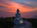 aerial view Phuket big Buddha in beautiful sunset..