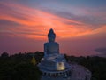 aerial view Phuket big Buddha in beautiful sunset..