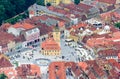 Aerial view of the Piata Sfatului square in Brasov