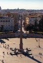 Aerial view of Piazza del Popolo, Rome, Italy. With tourists walking around Royalty Free Stock Photo