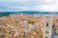 Aerial view of the piazza della repubblica and palazzo Pitti in italian city Florence...IMAGE Royalty Free Stock Photo