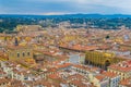 Aerial view of the piazza della repubblica and palazzo Pitti in italian city Florence...IMAGE Royalty Free Stock Photo