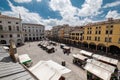 Aerial view of Piazza Erbe, market square in Padua, Italy
