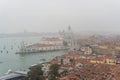 Venice, ITALY - October, 2017: Aerial view of Piazza San Marco and the Campanile in Venice, one of the most famous landmarks in It Royalty Free Stock Photo