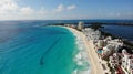 Aerial view of a  picturesque beach on a sunny day in Cancun Royalty Free Stock Photo