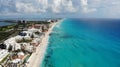 Aerial view of a  picturesque beach on a sunny day in Cancun Royalty Free Stock Photo