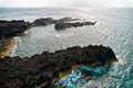 Aerial shot, drone point of view picturesque nature of Azores