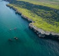 Aerial view with picturesque rocky coastline Royalty Free Stock Photo