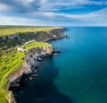 Aerial view with picturesque rocky coastline Royalty Free Stock Photo