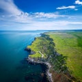 Aerial view with picturesque rocky coastline