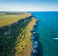 Aerial view with picturesque rocky coastline Royalty Free Stock Photo