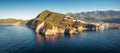 Aerial view of the picturesque rocky coastline near the city of Budva Royalty Free Stock Photo