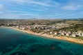 Aerial view picturesque sandy beach of Mil Palmeras. Spain