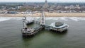 Aerial view of the Pier of Scheveningen in the Netherlands Royalty Free Stock Photo