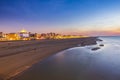 Aerial view from pier on sea, coastline and the beach and Scheveningen, the Hague Royalty Free Stock Photo