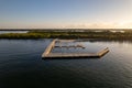 Aerial view of a pier surrounded by waters in North Palm Beach, Florida Royalty Free Stock Photo