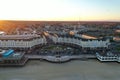 Aerial view of Pier Village long branch near ocean city New Jersey shore beach at sunset