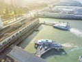 Aerial view Pier 1 waterfront in San Francisco, California, USA Royalty Free Stock Photo