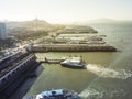 Aerial view Pier 1 waterfront in San Francisco, California, USA