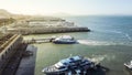 Aerial view Pier 1 waterfront in San Francisco, California, USA Royalty Free Stock Photo