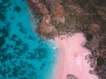 Aerial view at pink beach, komodo national park indonesia Royalty Free Stock Photo