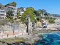 Aerial view of The Pirates Tower At Victoria Beach In Laguna Beach, California Royalty Free Stock Photo