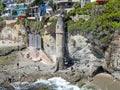 Aerial view of The Pirates Tower At Victoria Beach In Laguna Beach, California Royalty Free Stock Photo