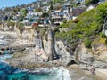 Aerial view of The Pirates Tower At Victoria Beach In Laguna Beach, California Royalty Free Stock Photo