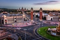 Aerial View on Placa Espanya and Montjuic Hill