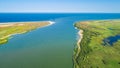 Aerial view of the place where Danube River merges with Black Se