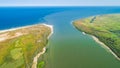 Aerial view of the place where Danube River merges with Black Se