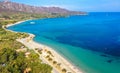 Aerial view of Plage de La Roya in Saint Florent, Corsica, France Royalty Free Stock Photo