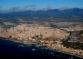 Aerial View From A Plane Above The Mediterranean Sea To Palma De Mallorca On Balearic Island Mallorca Royalty Free Stock Photo