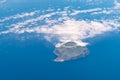 Aerial view from plane Corvo Island Portugal Atlantic Ocean