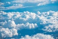 Aerial view from the plane over the clouds Royalty Free Stock Photo