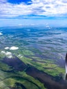 aerial view from plane on stormy day in New Orleans swamp Royalty Free Stock Photo